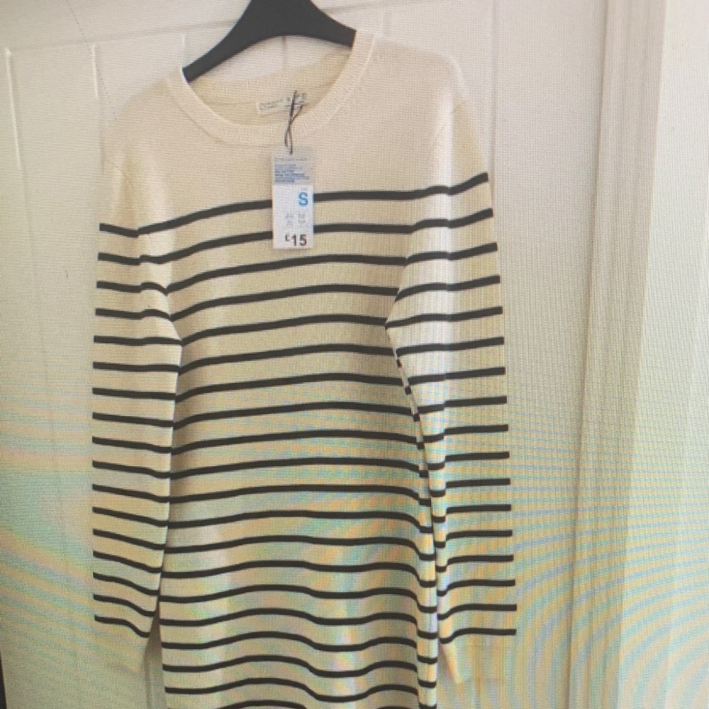 Primark Cream and Black Striped Mini Dress